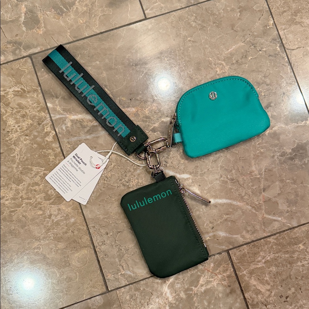 Lululemon Teal & Forest Green Strap Wallet Set